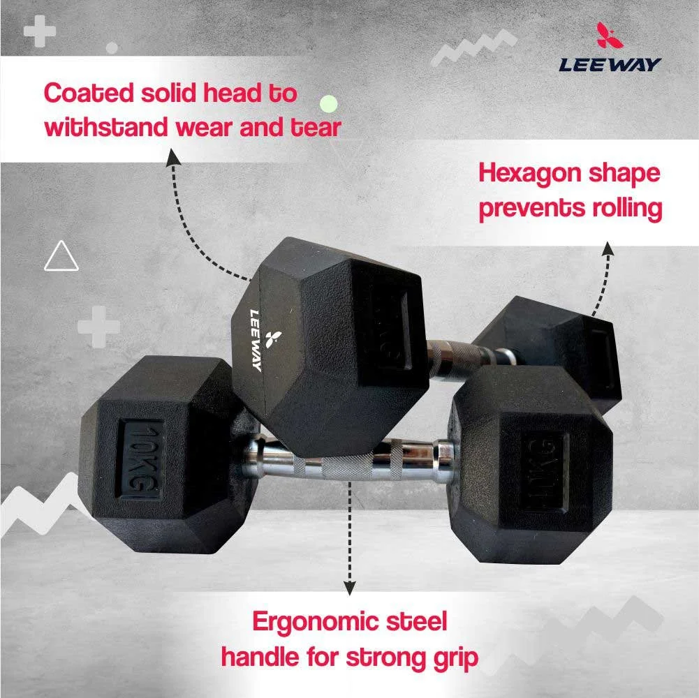 Hex Rubber Dumbbells